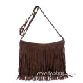 Hippie Leather Suede Women Hobo Sling Shoulder Bags Crossbody Messenger Handbag Fringe Tassel Bag